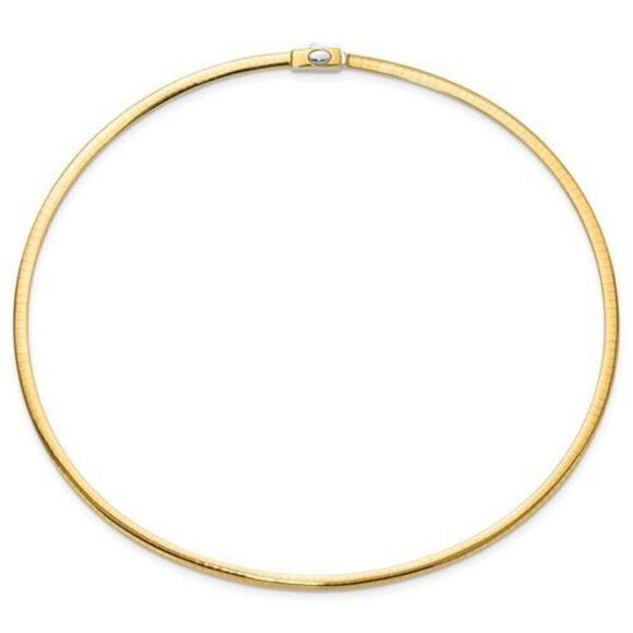 Leslie's 14K Italian Gold 3mm wide Two-tone Reversible Omega Necklace, 18 inches - Picture 4 of 6